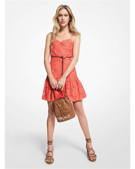 Palm Lace Flounce Hem Dress 